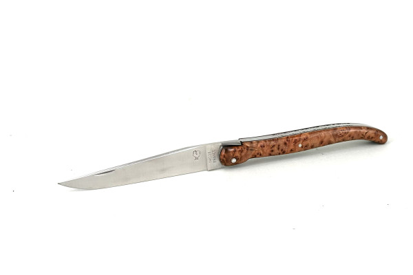 Grand-LAGUIOLE PassionFrance® CUSTOM extra large 13cm, mouche forgée, ressort décoré, loup de thuja, 14C28