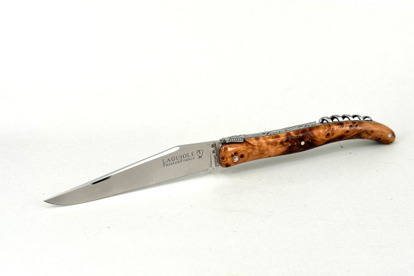 Grand-LAGUIOLE PassionFrance CUSTOM 12cm Korkenzieher, Pepper Yew Burl, guillochiertes Ressort, 14C2