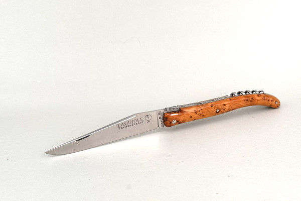 Grand-LAGUIOLE PassionFrance CUS 12cm Korkenzieher, Pepper Yew Burl, guillochiertes Ressort, 14C28