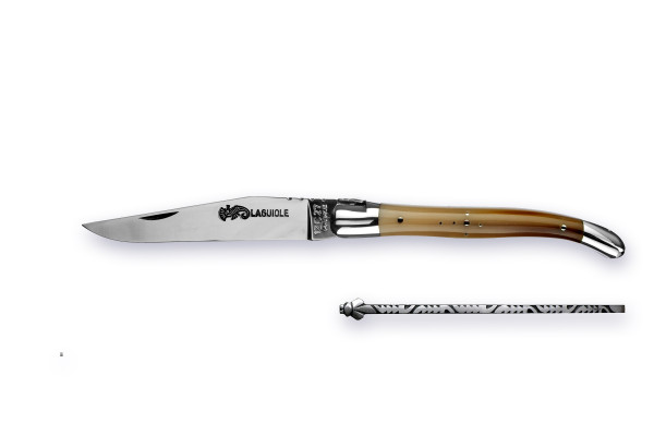 Grand-LAGUIOLE Atelier ARTO® Serie LUXE Inox-Backen, blonde Büffelhornspitze