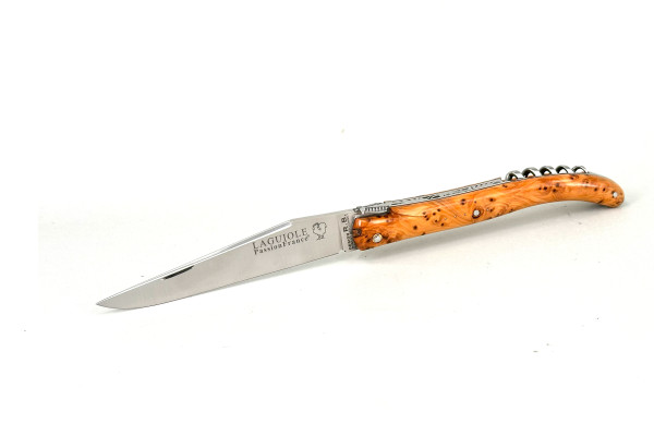 Grand-LAGUIOLE PassionFrance LUXE 12cm corkscrew, pepper yew burl, decorated spring, design RB mof², 14C28