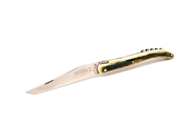 Grand-LAGUIOLE PassionFrance CUSTOM, défense de mammouth bleu, ressort guilloché, RWL34