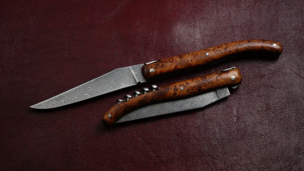 LAGUIOLE CUSTOM Atelier PassionFrance / forged Balbach-inox-damascus-steel / pepper yew burl