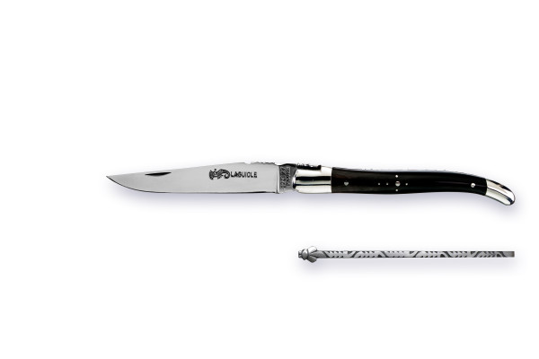 LAGUIOLE Atelier ARTO® series LUXE inox-bolsters / black buffalo horn tip