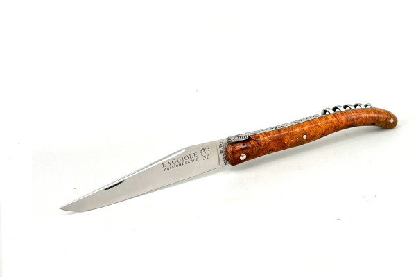 Grand-LAGUIOLE PassionFrance CUSTOM 12cm Korkenzieher, Amboina Burl, guillochiertes Ressort, 14C2