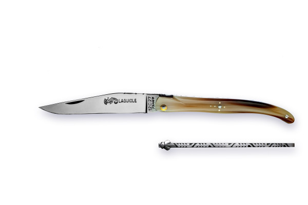 Grand-LAGUIOLE Atelier ARTO® Serie LUXE 12cm voller Griff blonde Hornspitze