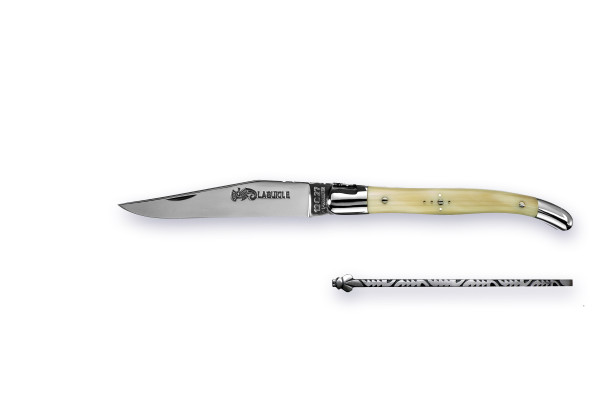 LAGUIOLE 11cm ARTO® LUXE deux mitres inox, pointe de corne blonde