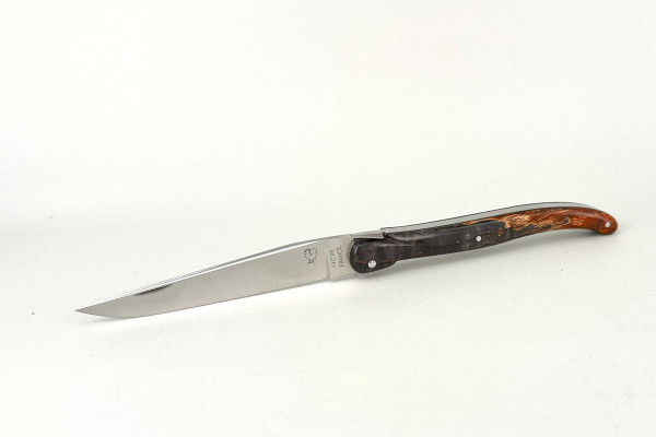 Grand-LAGUIOLE PassionFrance® LUXE extra large 13cm, mouche forgée, ressort décoré, loup de bouleau, 14C28